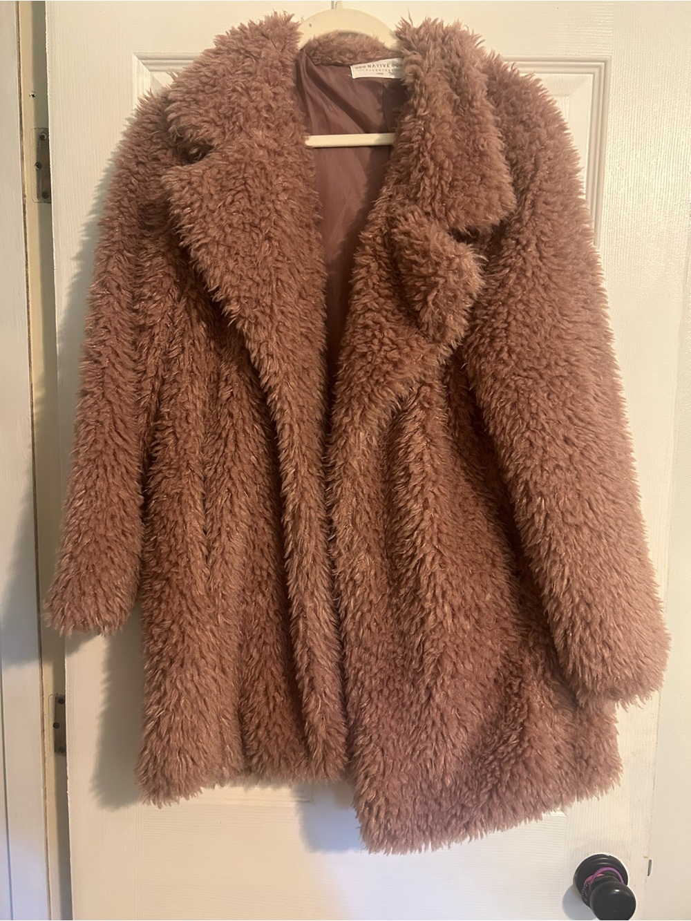 Native Daughters Large Plush Teddy Coat in Dusty Rose